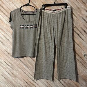 Tommy Hilfiger Gray Lounge Set Matching Pajamas Vintage Band Pants